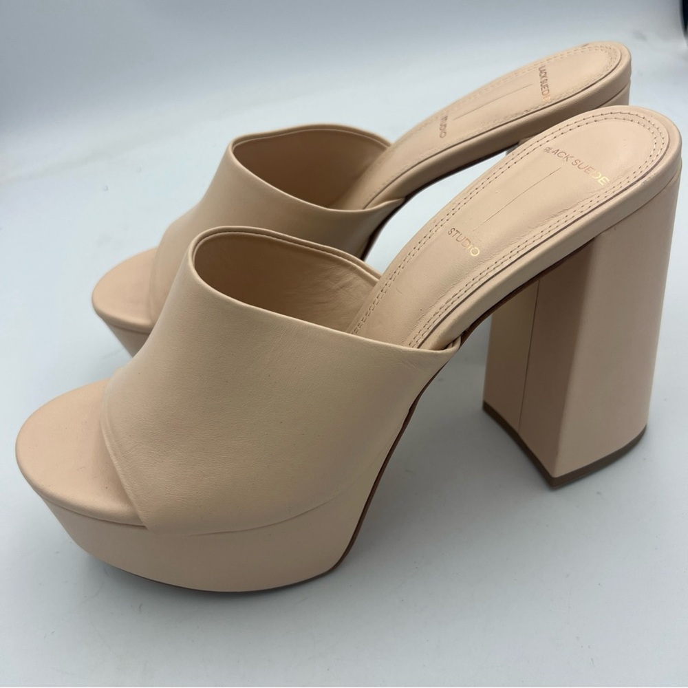 BLACK SUEDE STUDIO Tyler Platform Sandal Blush Buffed Nappa Leather Size EU38